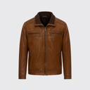 Removable collar leather jacket