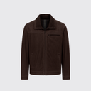 Removable knit collar leather jacket