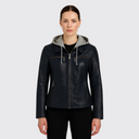 Women’s Leather Jacket with Removable Hood