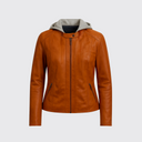 Women’s hooded leather jacket