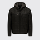 Quilted hooded leather jacket