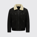Shearling-collar leather jacket