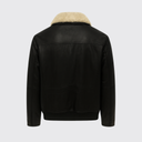 Shearling-collar leather jacket