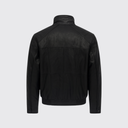 Removable-bib leather jacket