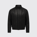 Removable-bib leather jacket