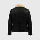 Women’s shearling collar leather jacket