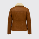 Women’s shearling collar leather jacket